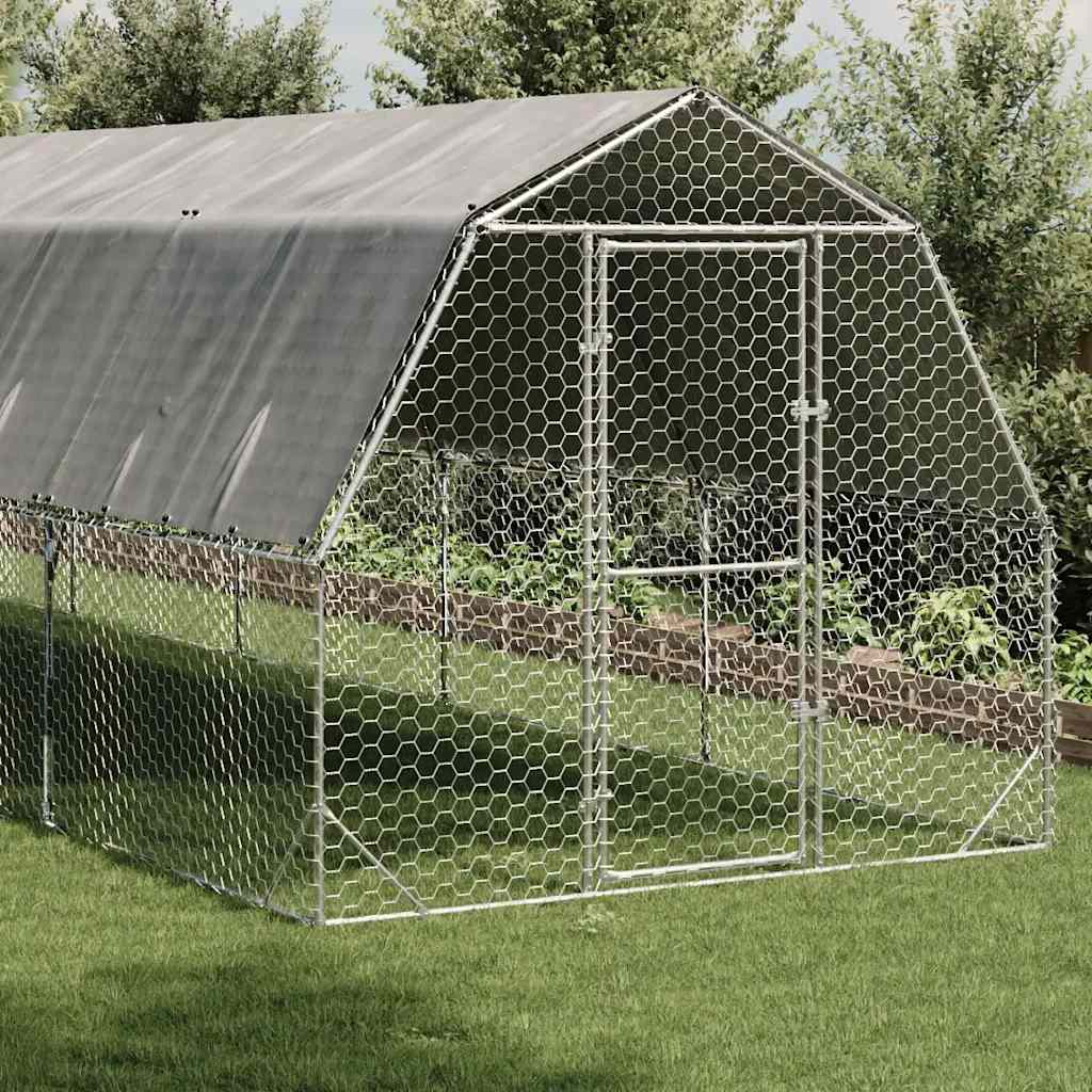 Hühnerstall mit Dach 2,5x10x2,25 m Verzinkter Stahl