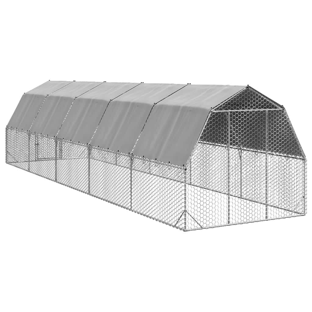 Hühnerstall mit Dach 2,5x10x2,25 m Verzinkter Stahl