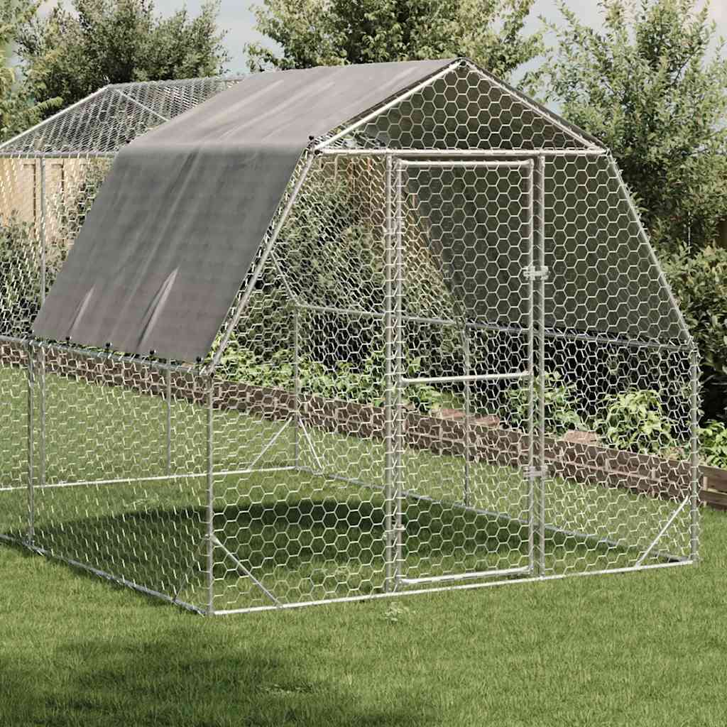 Hühnerstall mit Dach 2,5x4x2,25 m Verzinkter Stahl