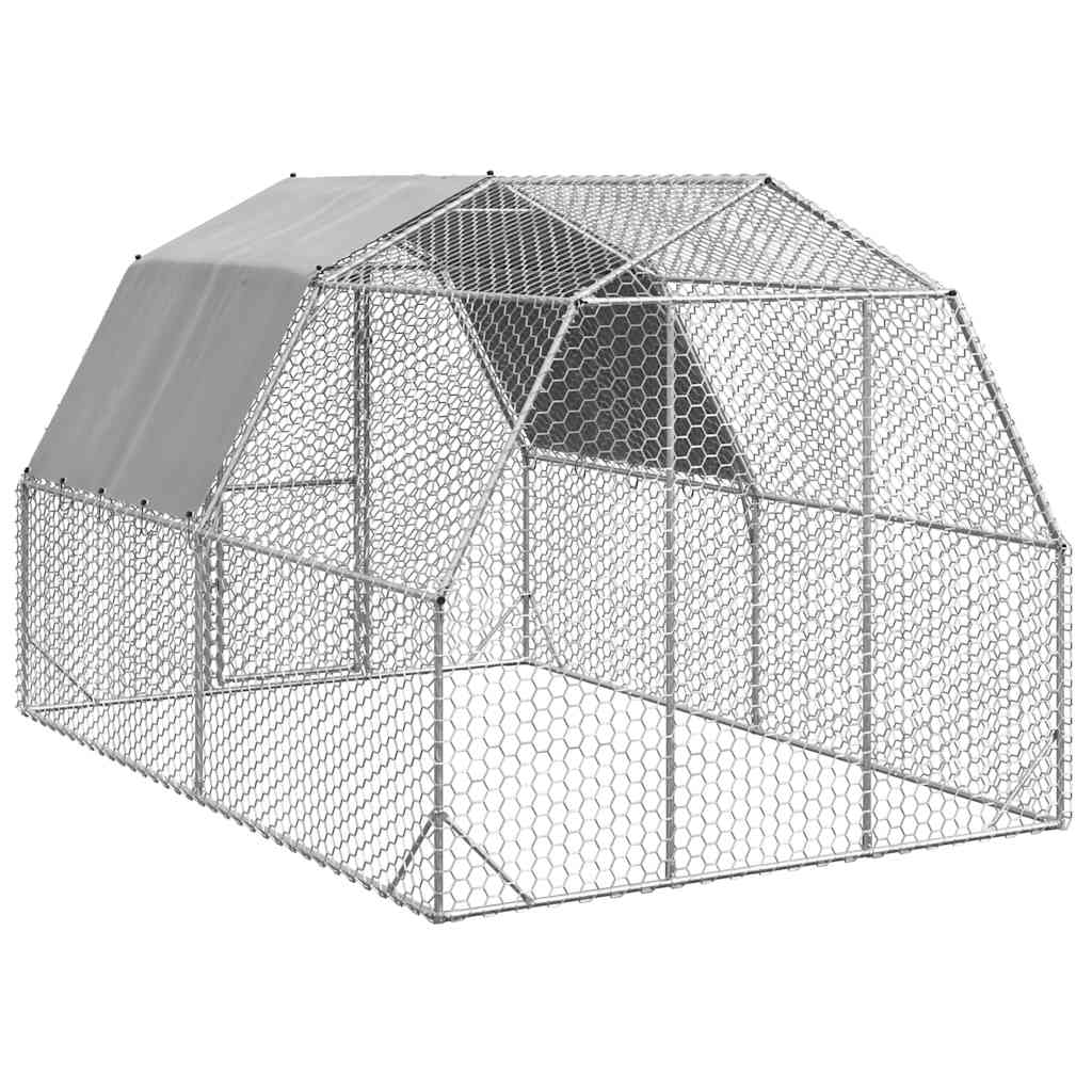 Hühnerstall mit Dach 2,5x4x2,25 m Verzinkter Stahl