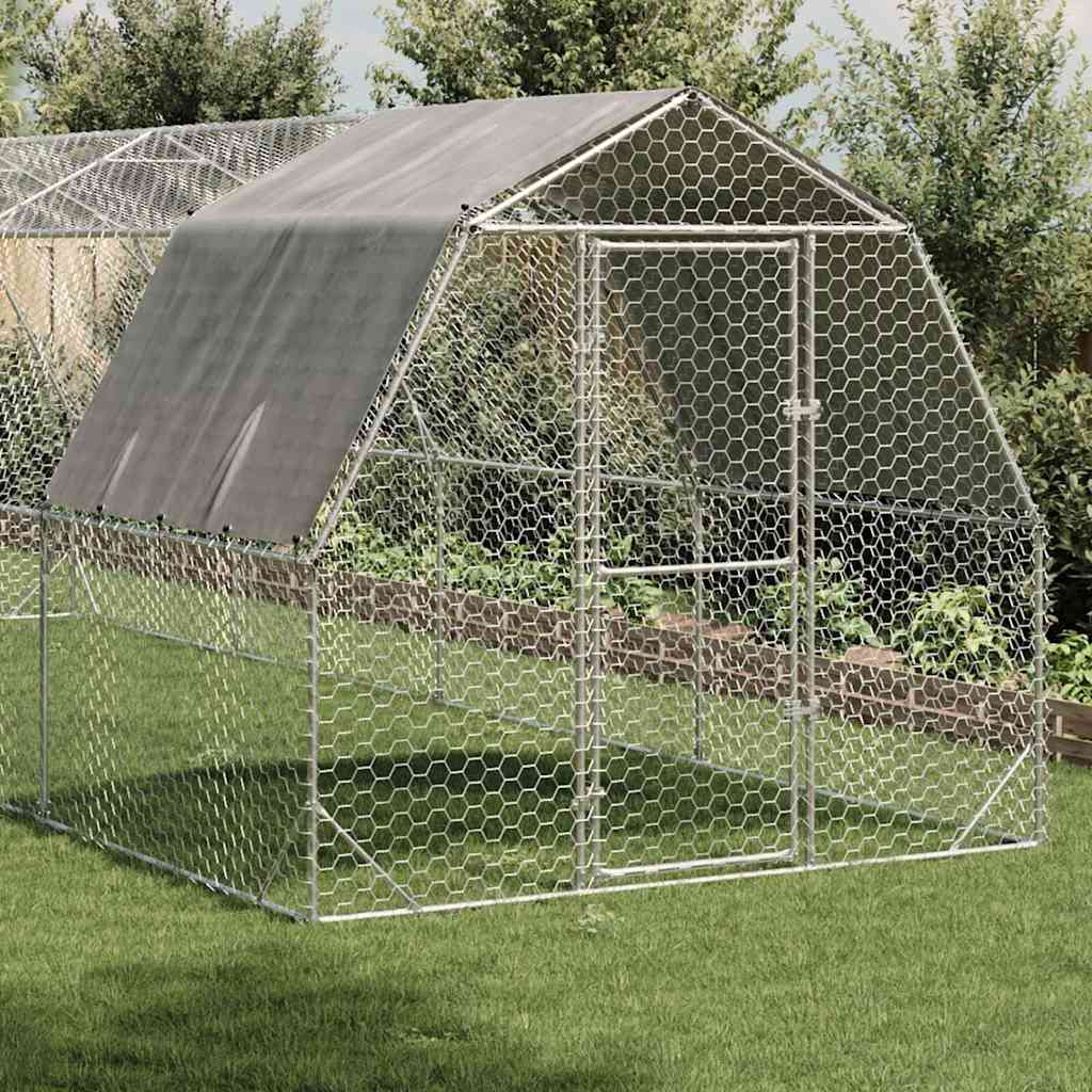 Hühnerstall mit Dach 2,5x8x2,25 m Verzinkter Stahl