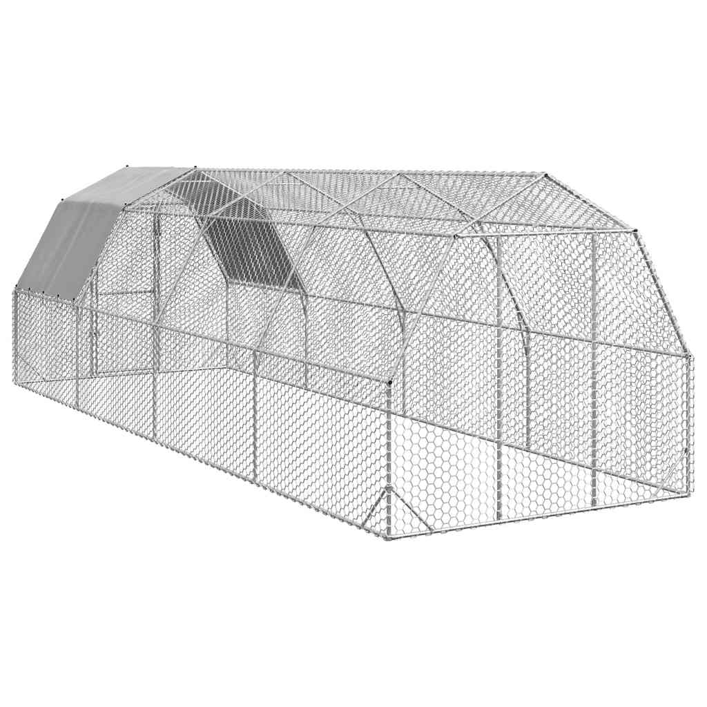 Hühnerstall mit Dach 2,5x8x2,25 m Verzinkter Stahl