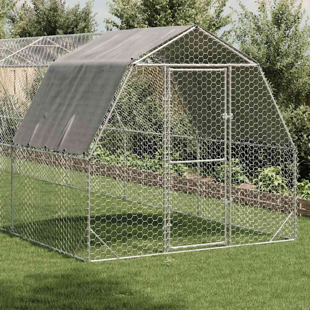 Hühnerstall mit Dach 2,5x10x2,25 m Verzinkter Stahl