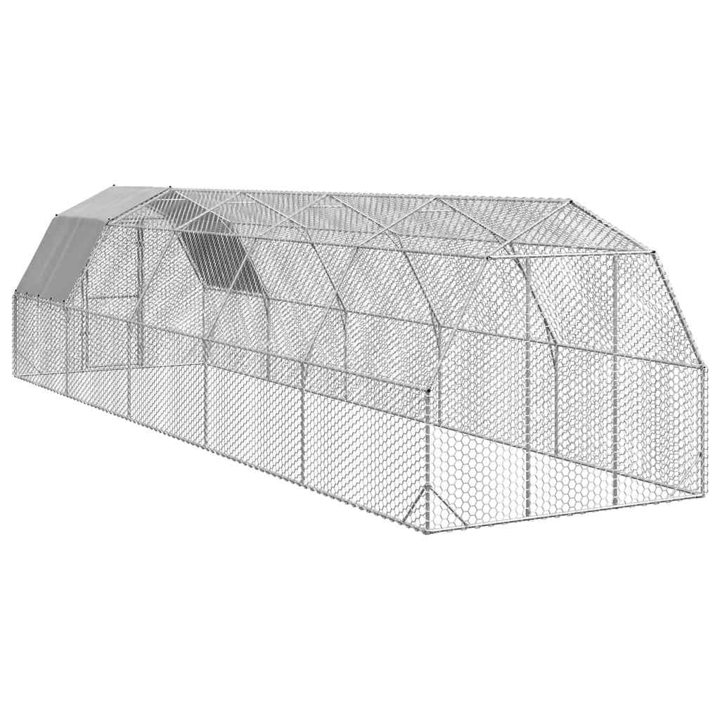 Hühnerstall mit Dach 2,5x10x2,25 m Verzinkter Stahl
