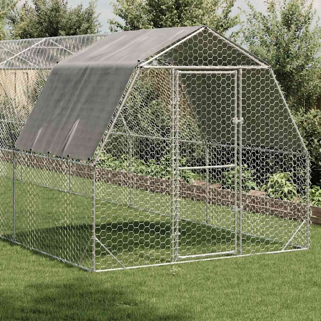 Hühnerstall mit Dach 2,5x12x2,25 m Verzinkter Stahl