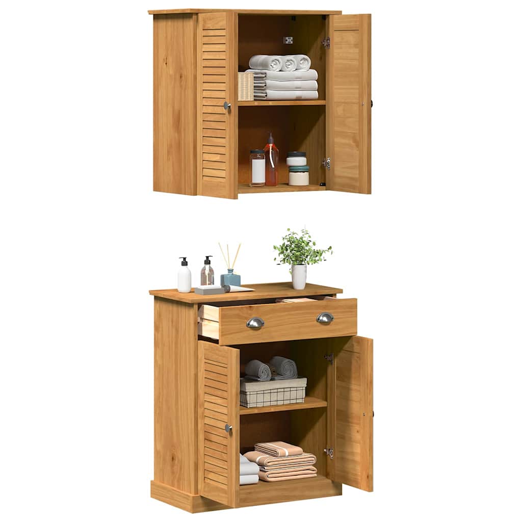 Badezimmermöbel-Set mit Regal VIGO 2 pcs Braun und Honigbraun