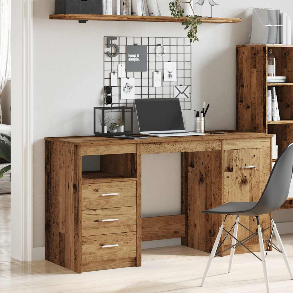 Schreibtisch mit Unterschrank Altholz Holzwerkstoff