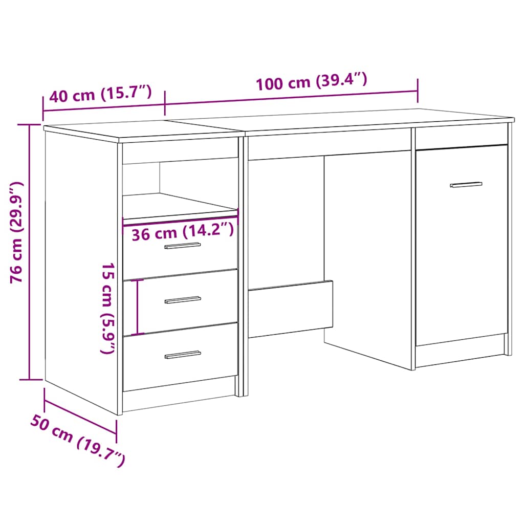 Schreibtisch mit Unterschrank Altholz Holzwerkstoff