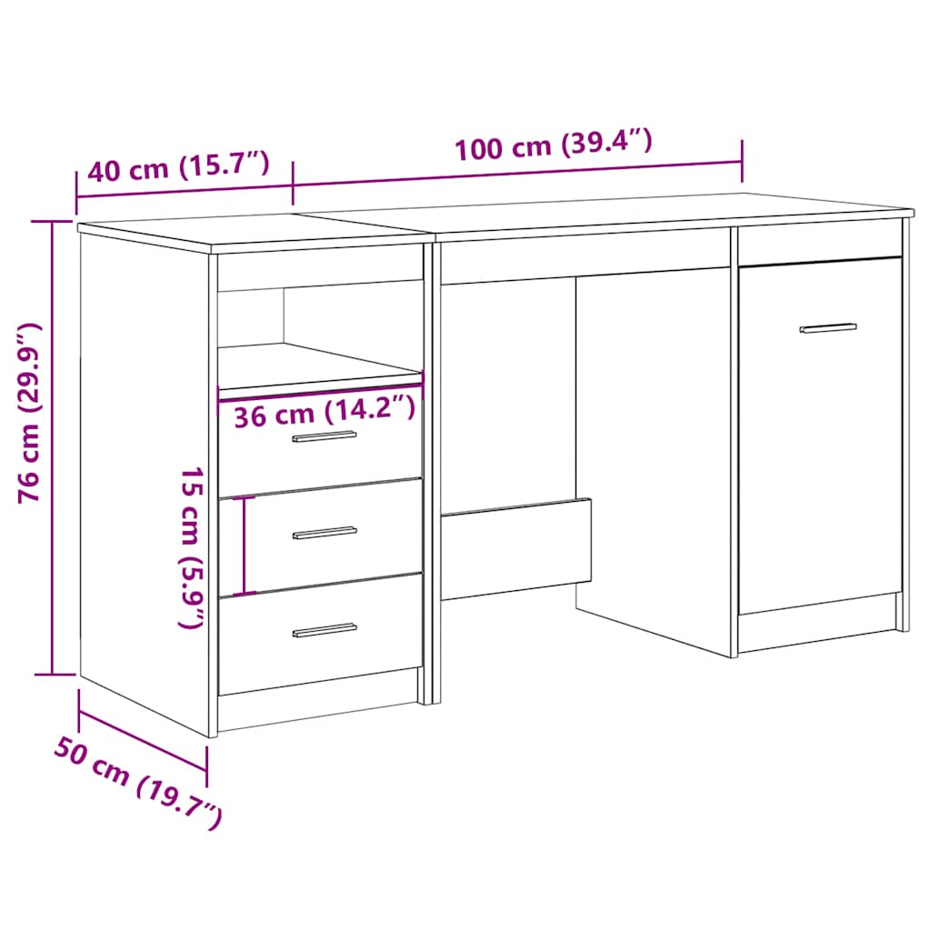 Schreibtisch mit Schrank Artisan Oak Engineered Wood