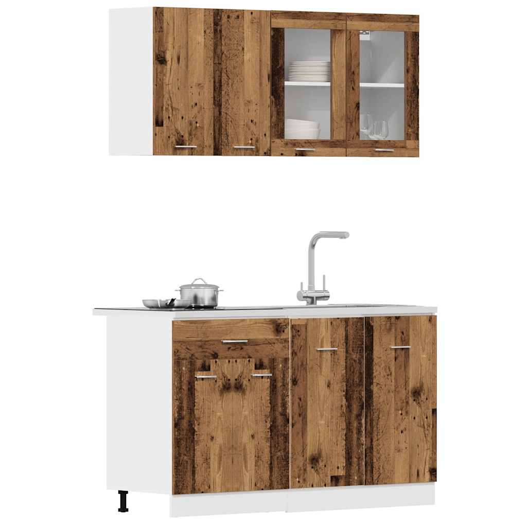 4-tlg. Küchenschrank-Set Lyon Altholz-Optik Holzwerkstoff