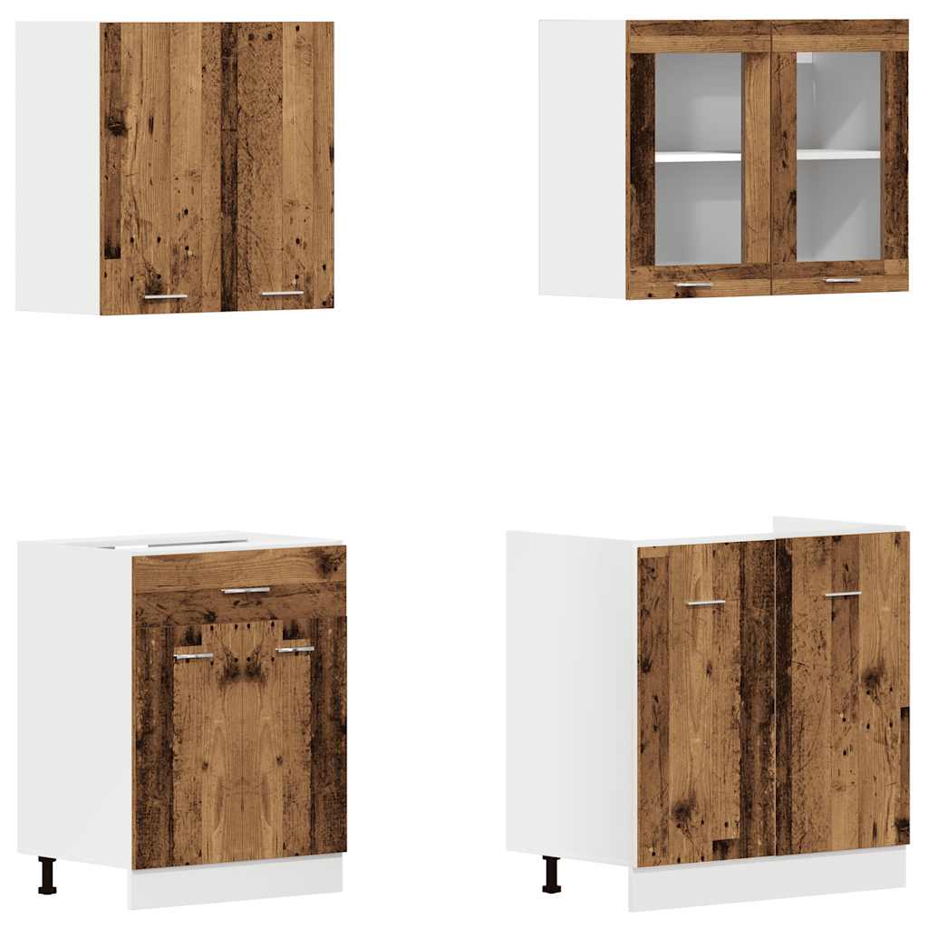 4-tlg. Küchenschrank-Set Lyon Altholz-Optik Holzwerkstoff