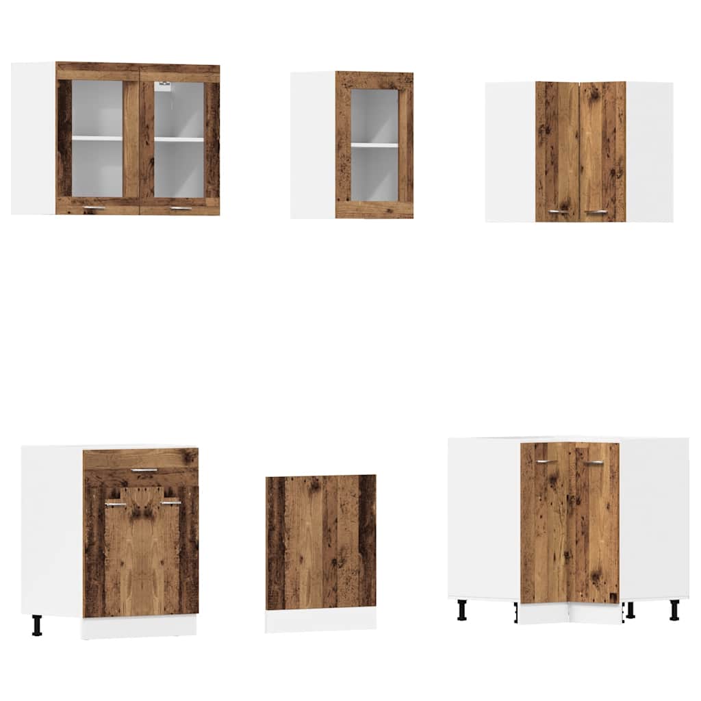 11-tlg. Küchenschrank-Set Lyon Altholz-Optik Holzwerkstoff