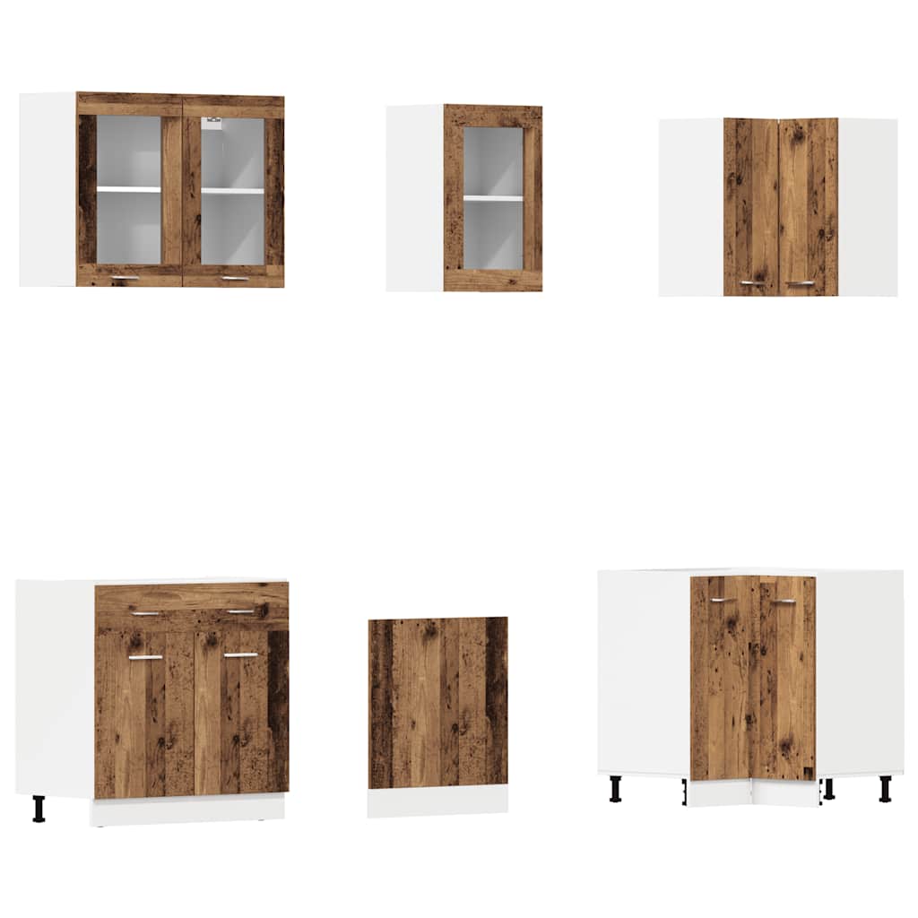 11-tlg. Küchenschrank-Set Lyon Altholz-Optik Holzwerkstoff