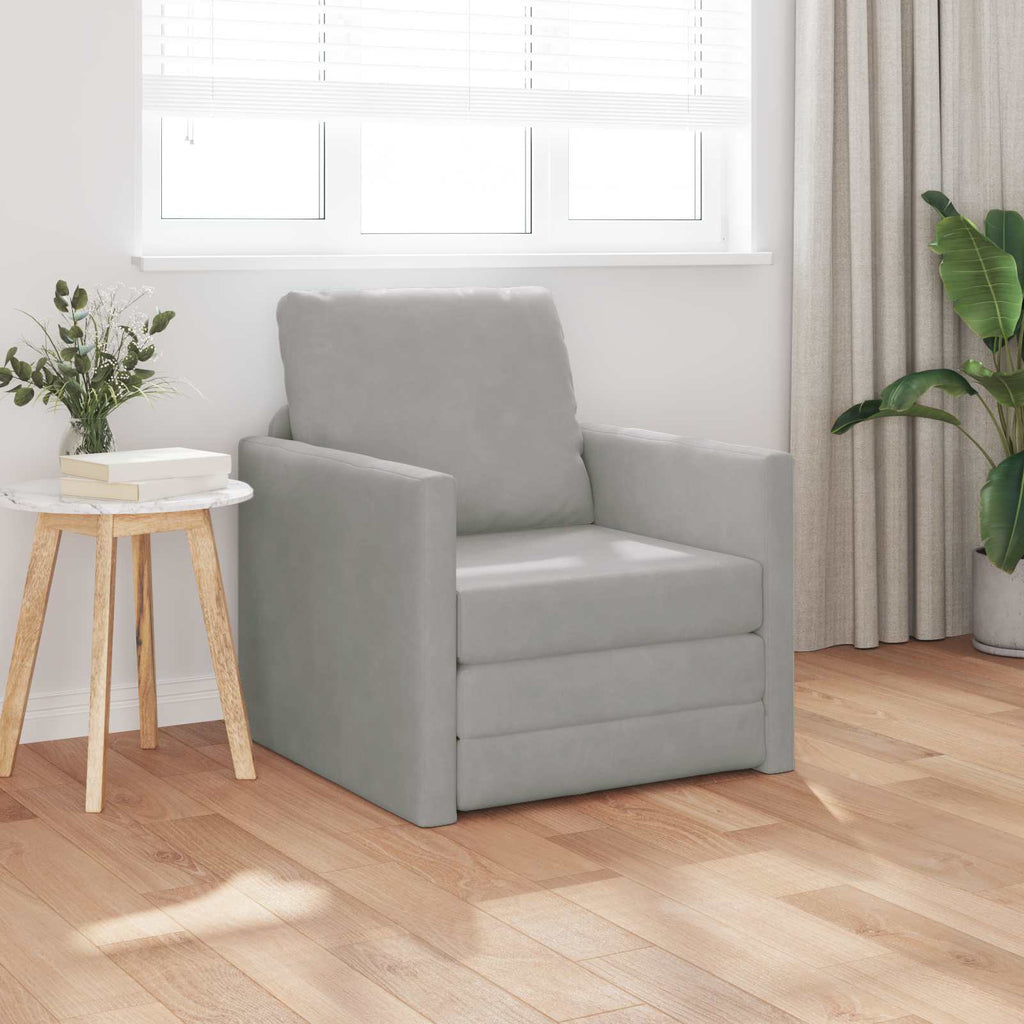 Schlafsofa Hellgrau 74 x 77 x 81 cm Samt