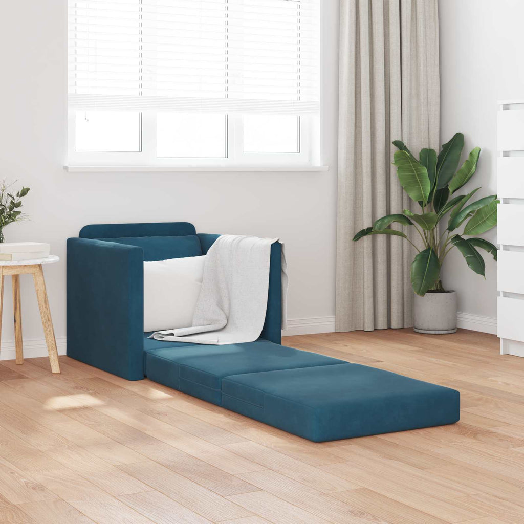 Schlafsofa Blau 74 x 77 x 81 cm Samt