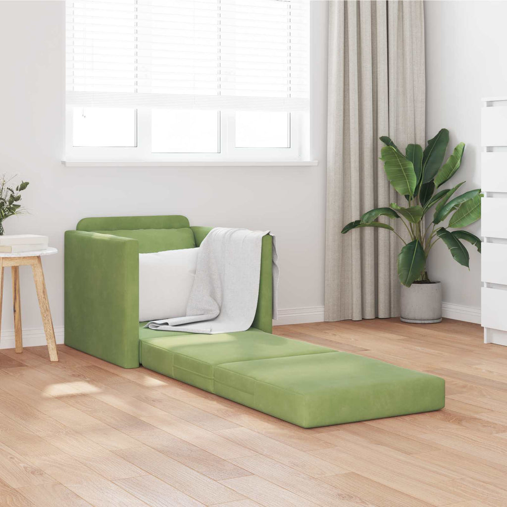 Schlafsofa Hellgrün 74 x 77 x 81 cm Samt