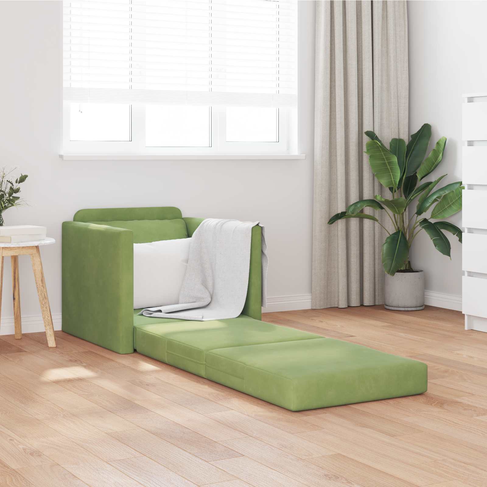 Schlafsofa Hellgrün 74 x 77 x 81 cm Samt