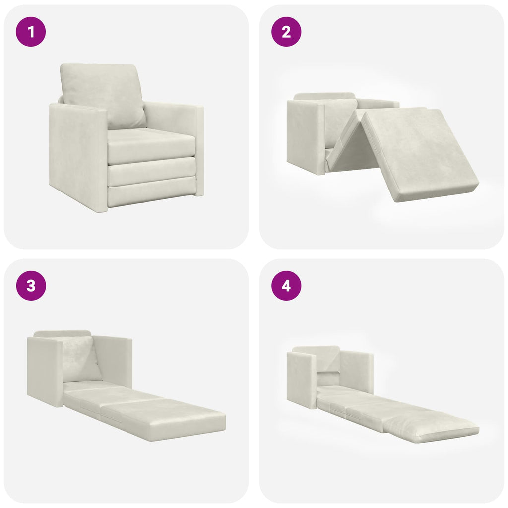 Schlafsofa Creme 74 x 77 x 81 cm Samt