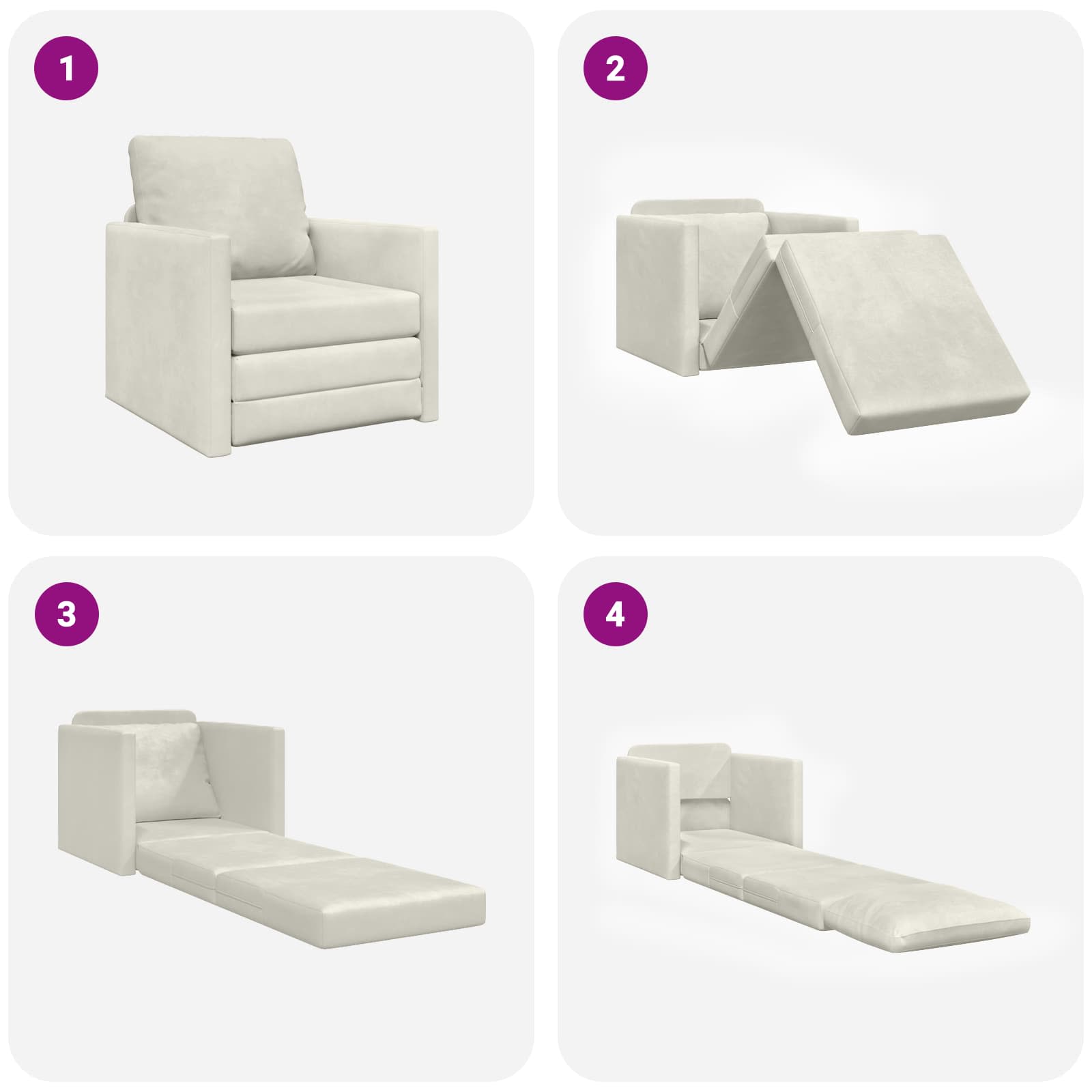 Schlafsofa Creme 74 x 77 x 81 cm Samt