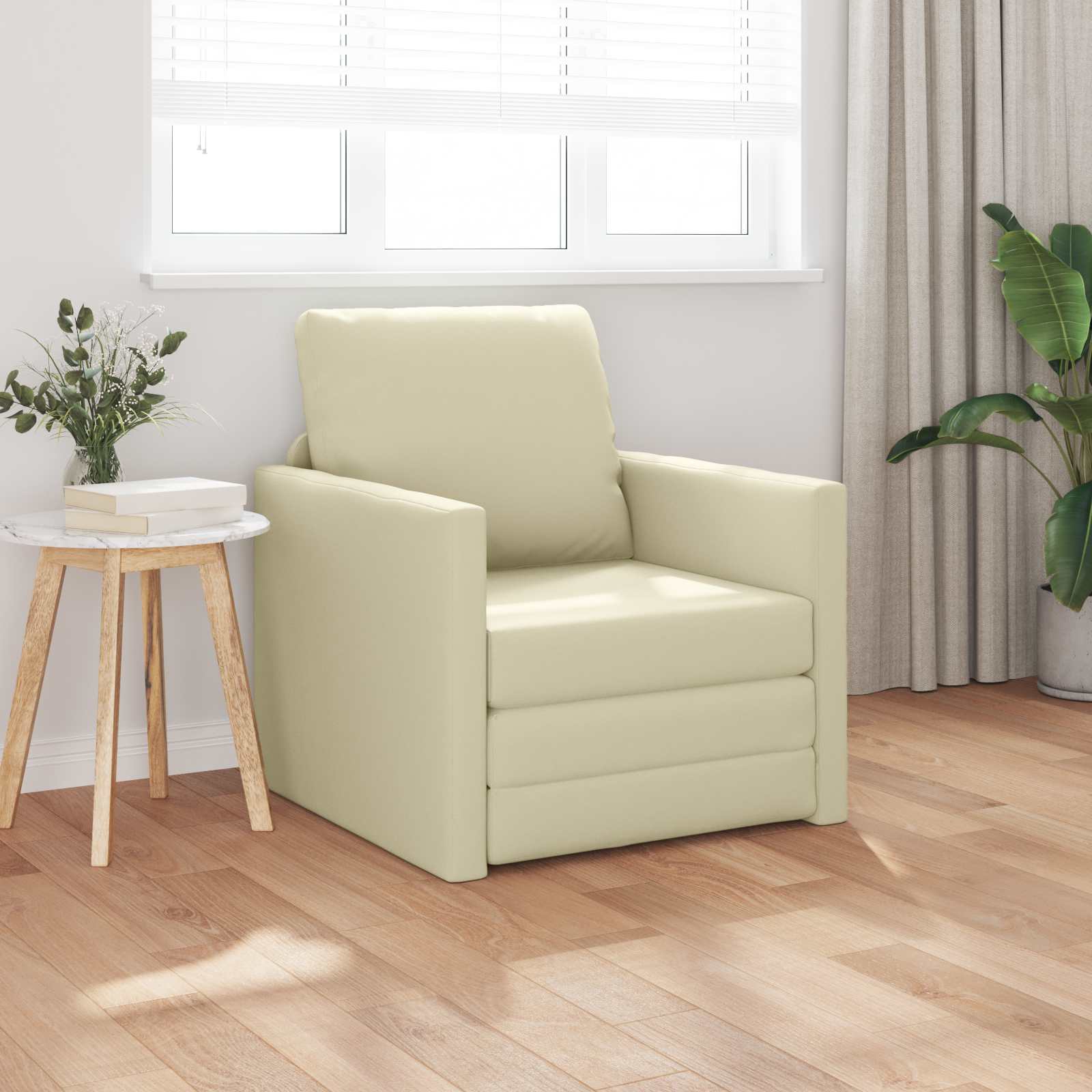 Schlafsofa 60cm Creme Kunstleder