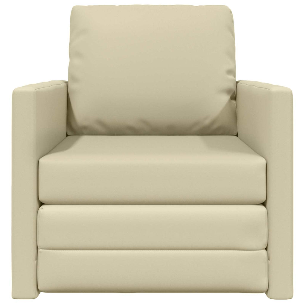 Schlafsofa 60cm Creme Kunstleder