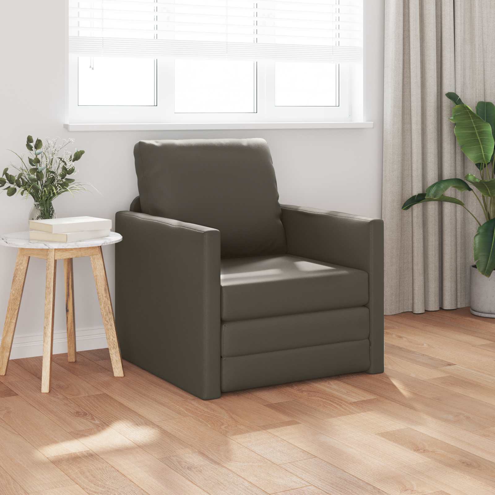 Schlafsofa 60cm Grau Kunstleder