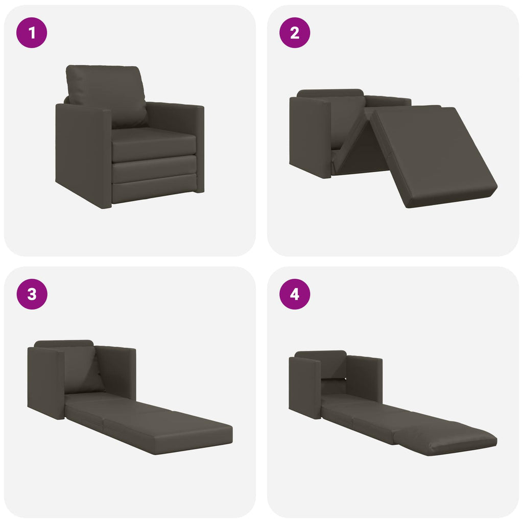 Schlafsofa 60cm Grau Kunstleder