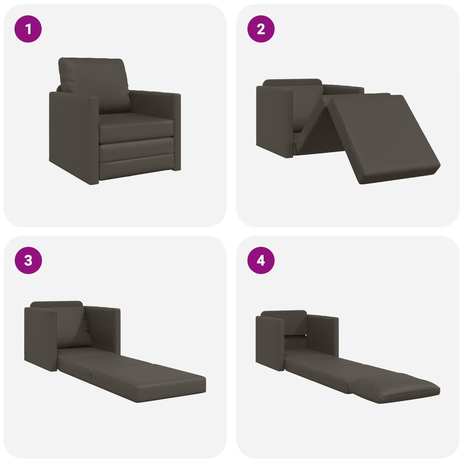 Schlafsofa 60cm Grau Kunstleder