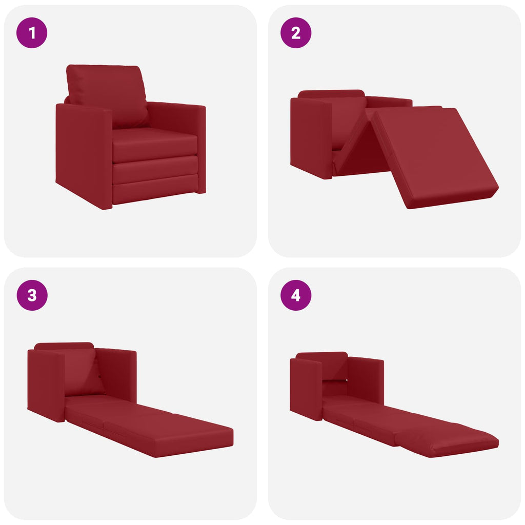 Schlafsofa 60cm Weinrot Kunstleder