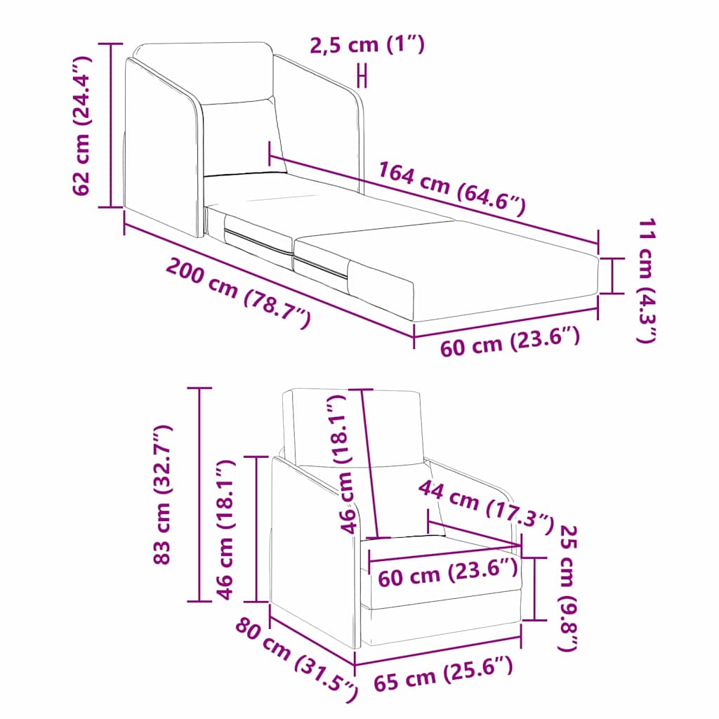 Schlafsofa Dunkelgrau 65 x 80 x 83 cm Stoff
