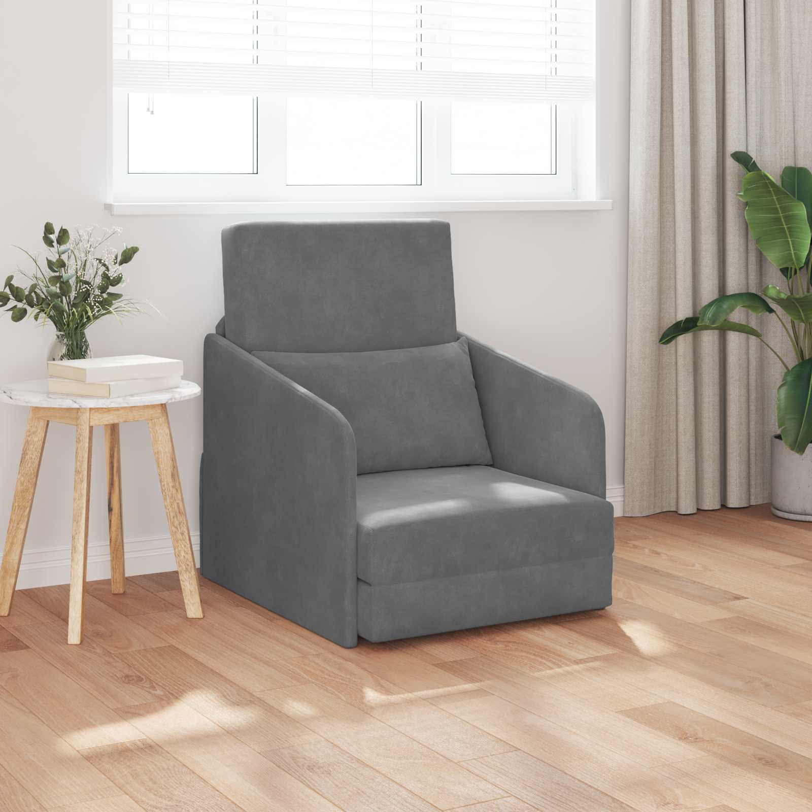 Schlafsofa Dunkelgrau 65 x 80 x 83 cm Samt