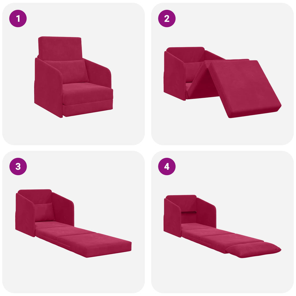 Schlafsofa Weinrot 65 x 80 x 83 cm Samt
