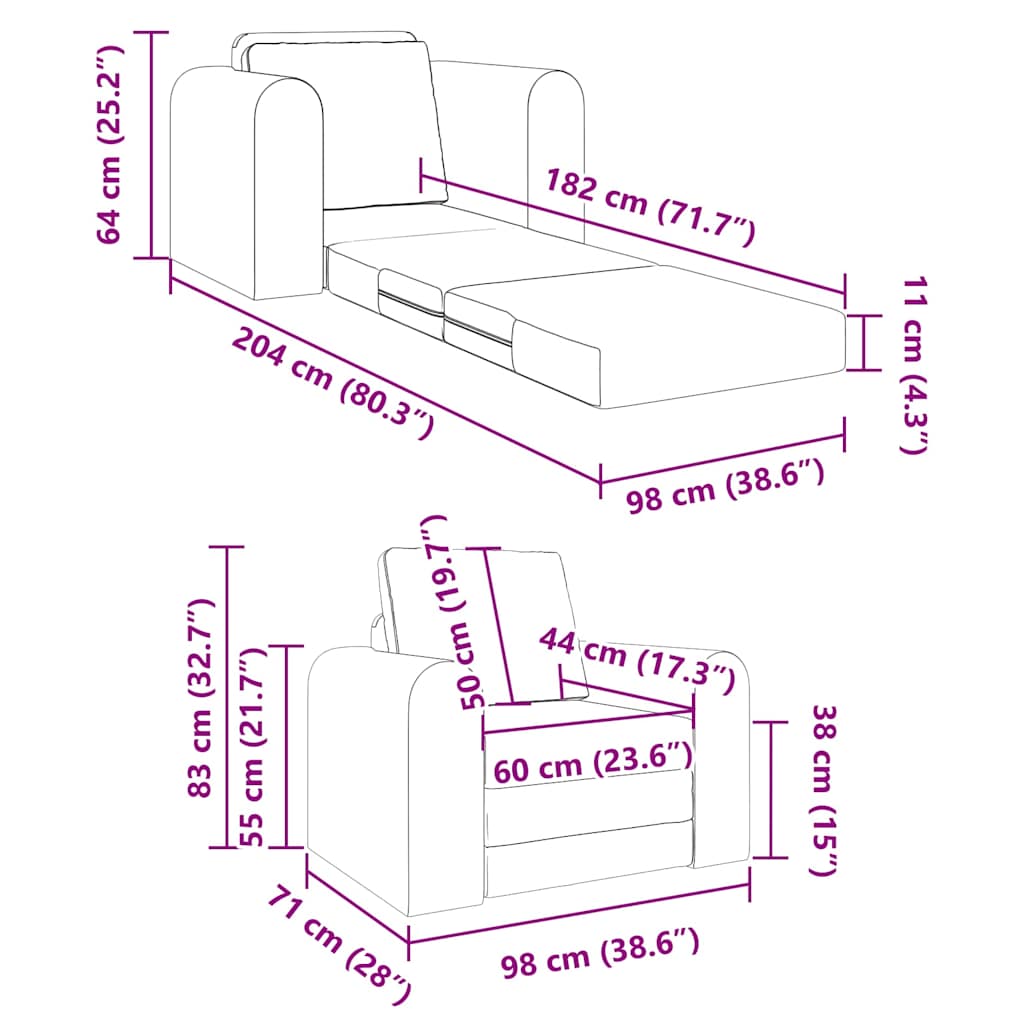 Schlafsofa Hellgrau 98 x 71 x 83 cm Stoff