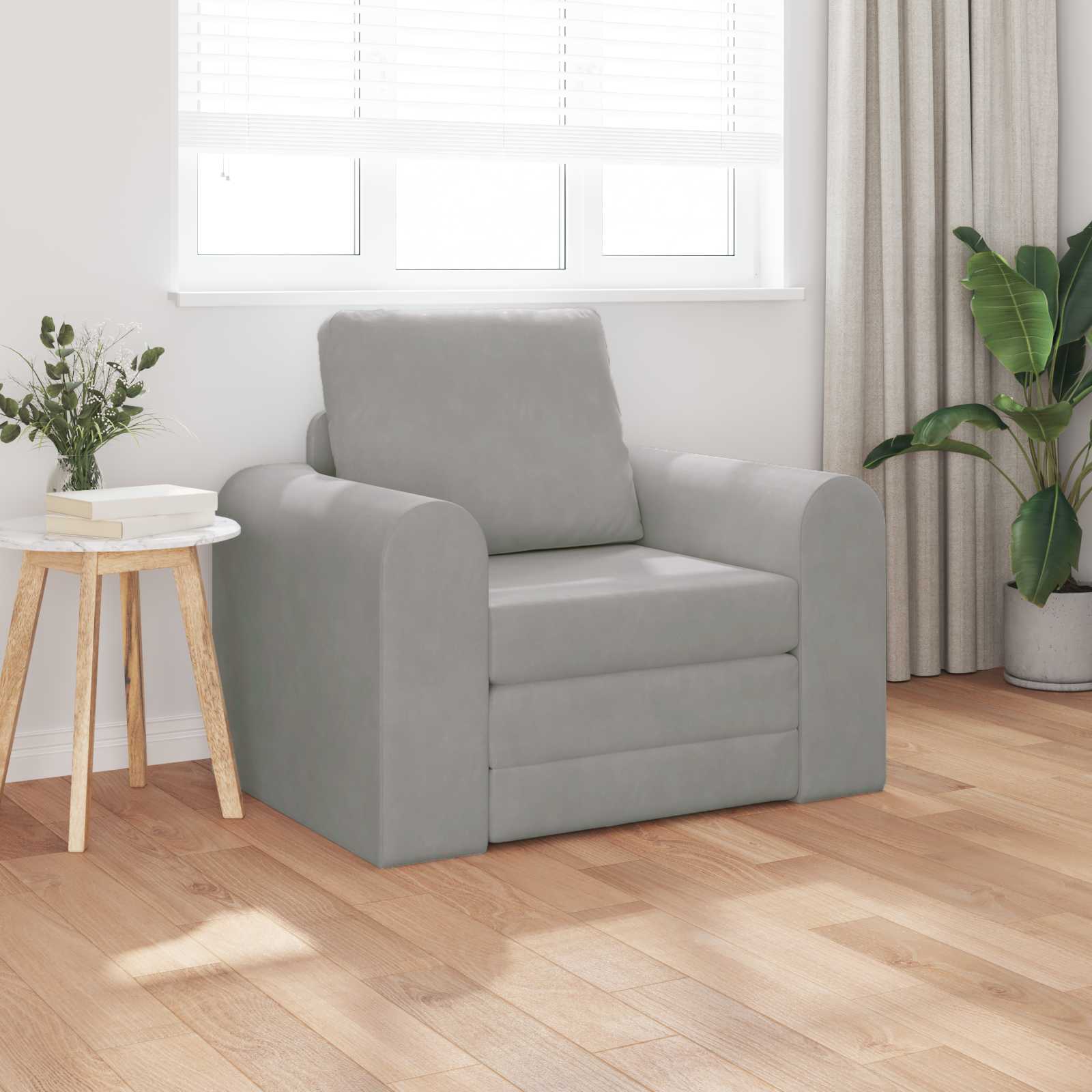 Schlafsofa Hellgrau 98 x 71 x 83 cm Samt