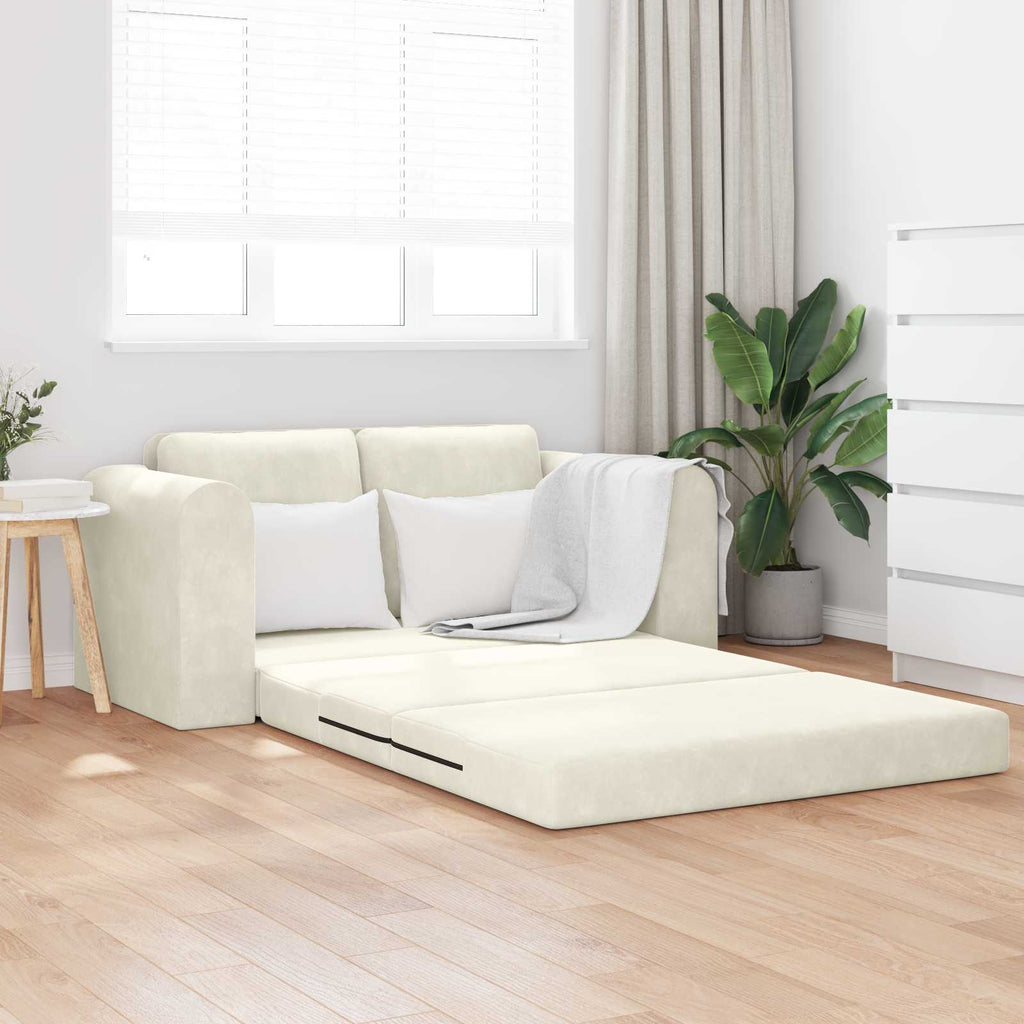 Schlafsofa Creme 148 x 71 x 83 cm Samt