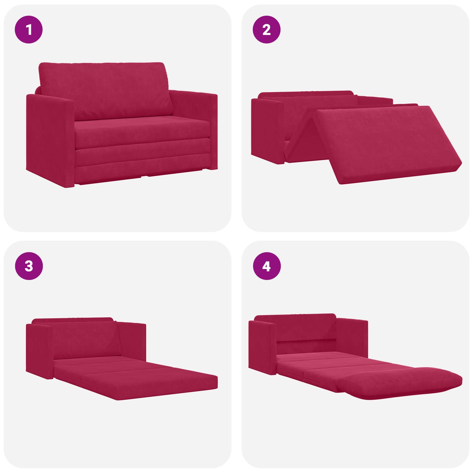 Schlafsofa Weinrot 124 x 71 x 78 cm Samt