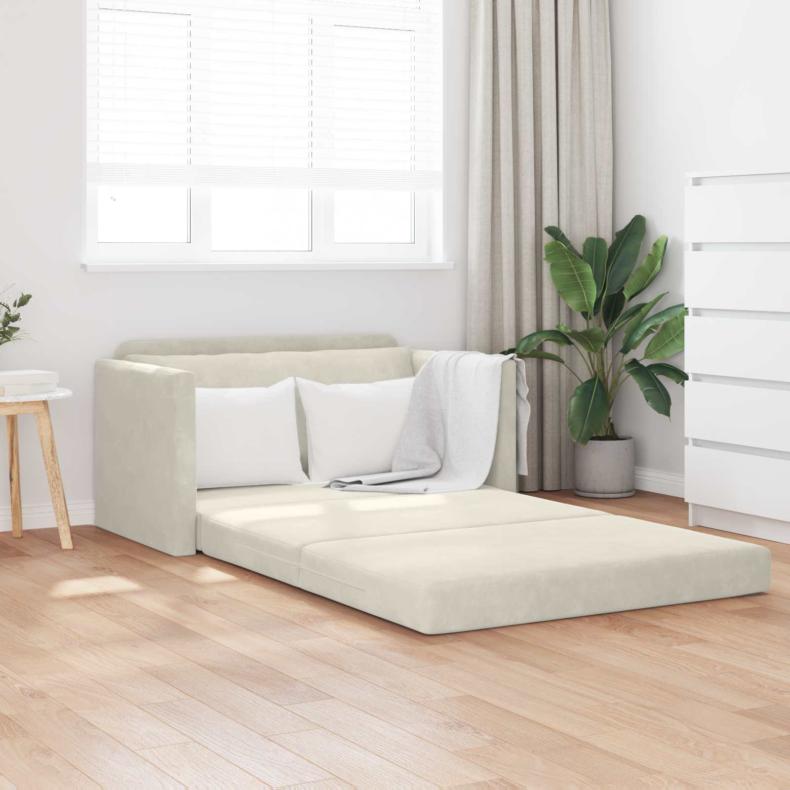 Schlafsofa Creme 124 x 71 x 78 cm Samt