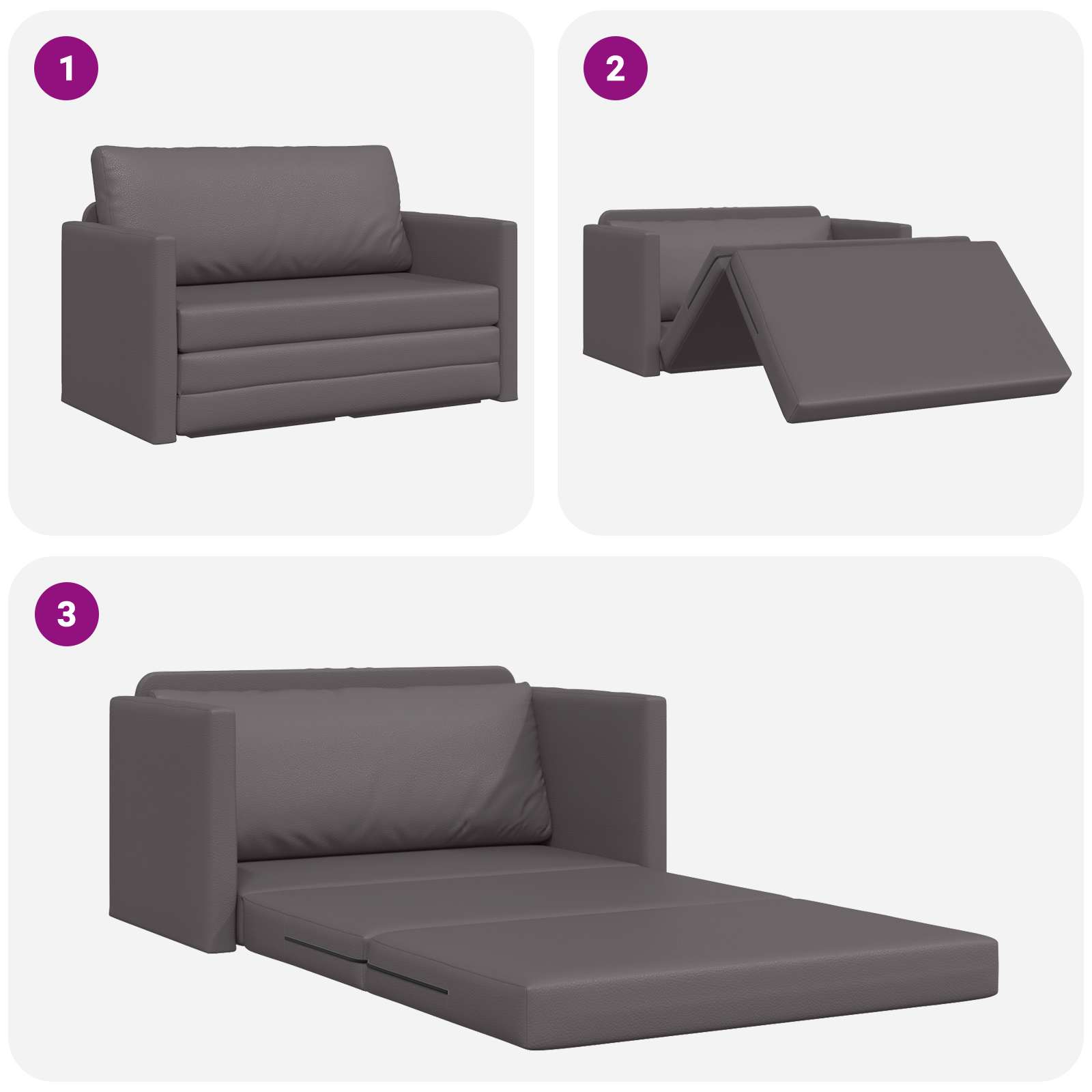 Schlafsofa Grau 124 x 71 x 78 cm Kunstleder