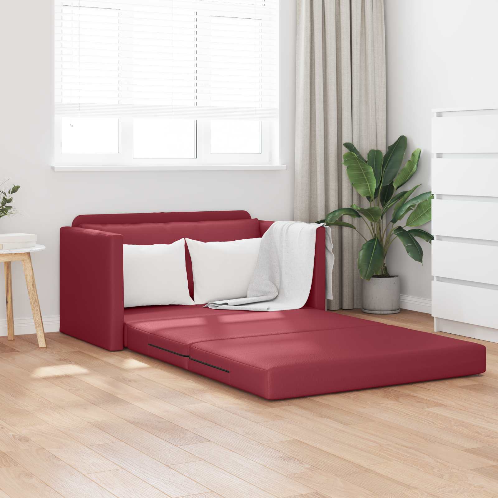 Schlafsofa Weinrot 124 x 71 x 78 cm Kunstleder