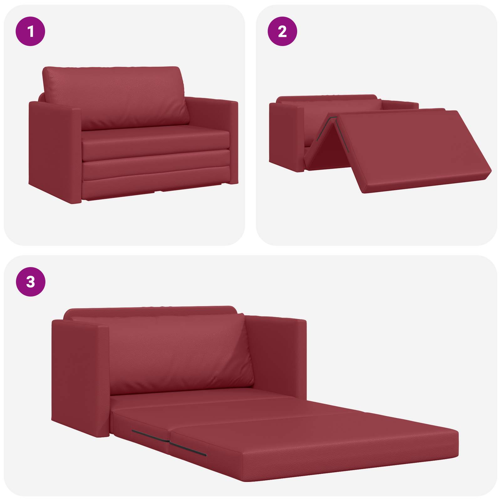Schlafsofa Weinrot 124 x 71 x 78 cm Kunstleder