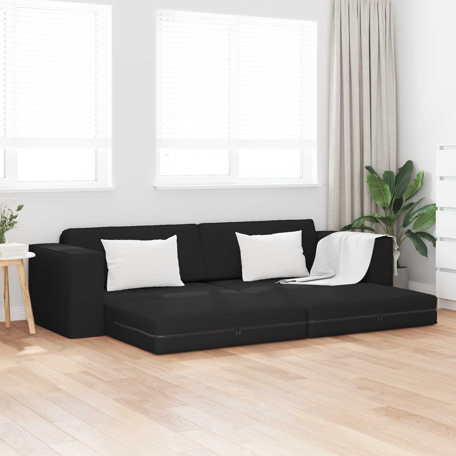 Schlafsofa Schwarz 245 x 78 x 77 cm Stoff