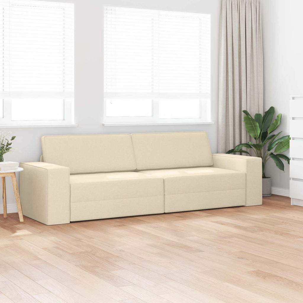 Schlafsofa Creme 245 x 78 x 77 cm Stoff