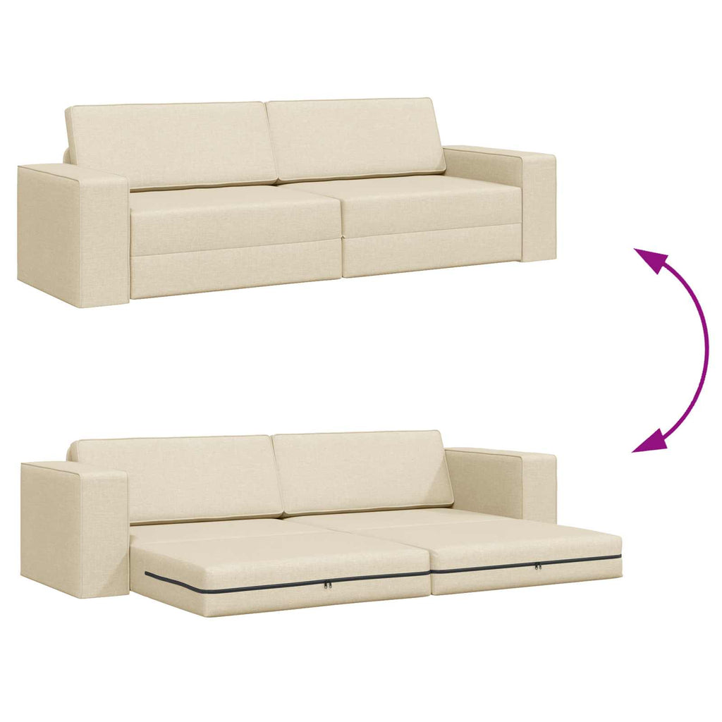 Schlafsofa Creme 245 x 78 x 77 cm Stoff