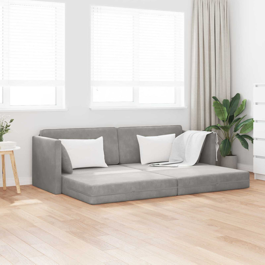 Boden-Sofa-Bett Hellgrau 213 x 70 x 77 cm Samt