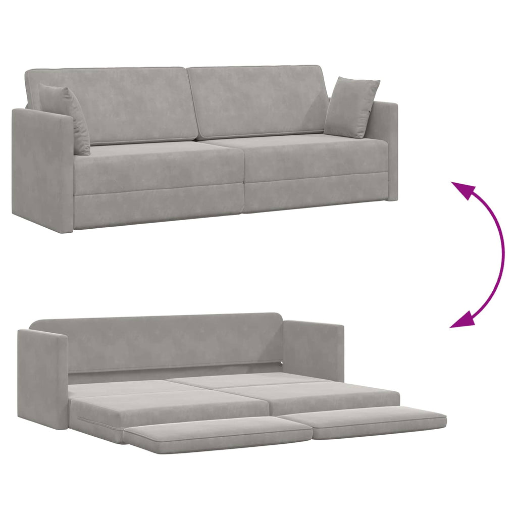Boden-Sofa-Bett Hellgrau 213 x 70 x 77 cm Samt