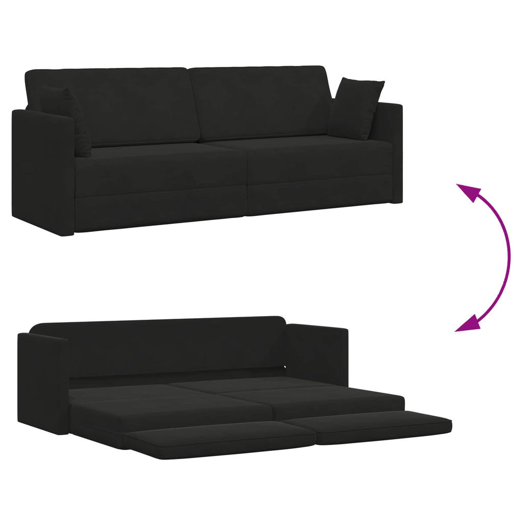 Boden-Sofa-Bett Schwarz 213 x 70 x 77 cm Samt