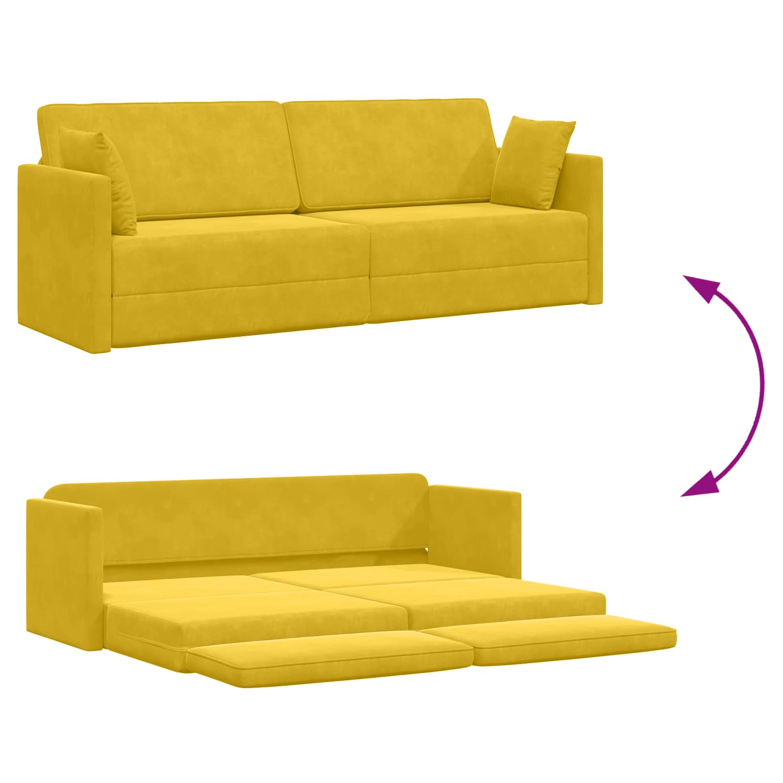 Boden-Sofa-Bett Gelb 213 x 70 x 77 cm Samt