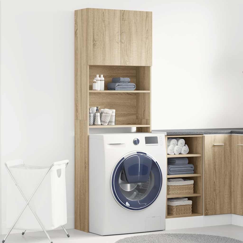 Waschmaschinenregal Sonoma-Eiche 64x24x190 cm Holzwerkstoff