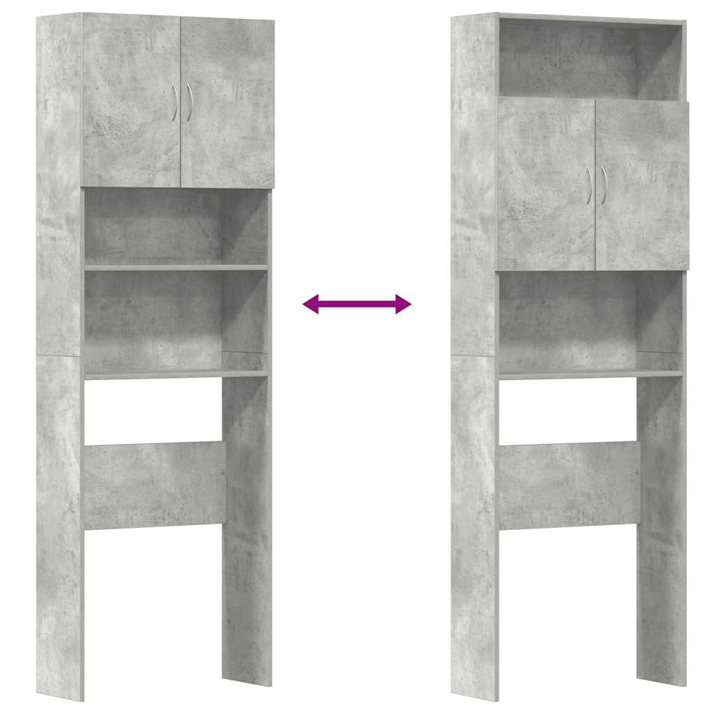 Waschmaschinenschrank Betongrau 64x24x190 cm Holzwerkstoff