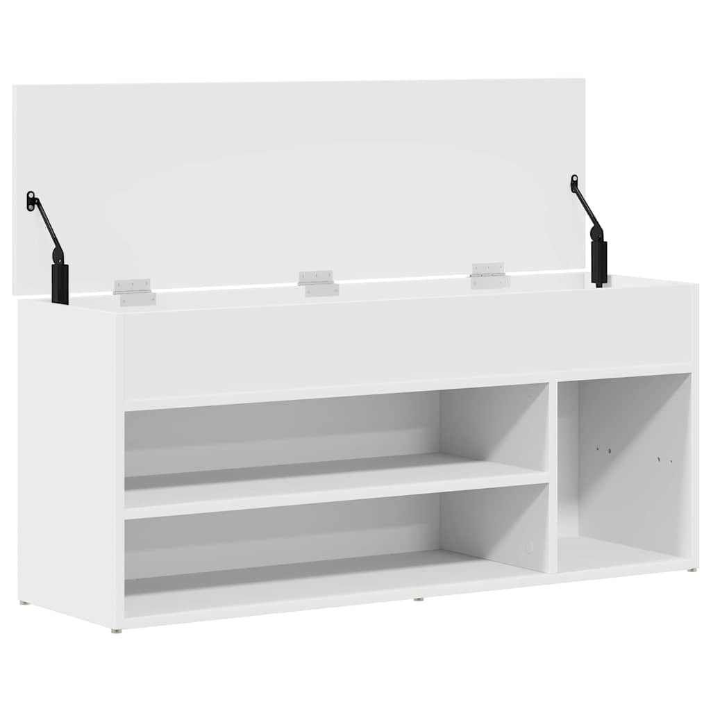 Schuhbank Weiß 102x30,5x45 cm Holzwerkstoff